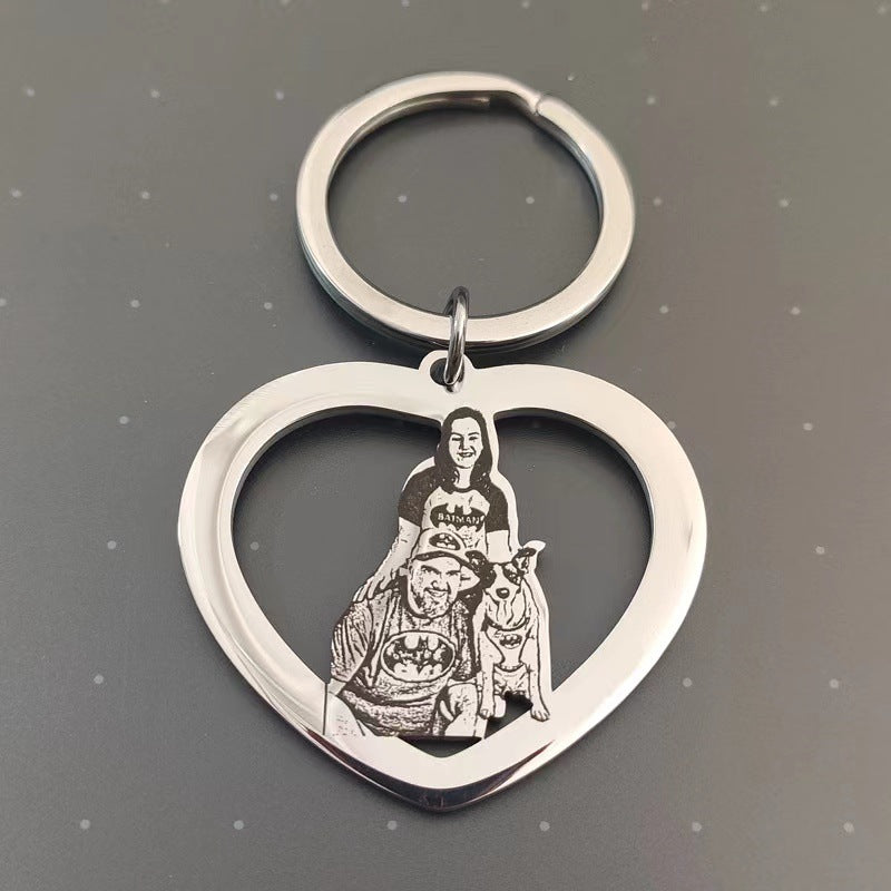 CustomizingBox Personalized Photo Engraved Keychain