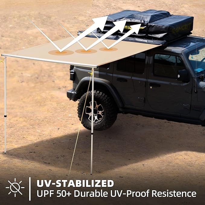 Alayjah Car Pull-Out Roof Rack Shade 2x3M, Waterproof, Easy Open/Close, 3Y Warranty,With Tools and Bracketsمظلة سقف سيارة قابلة للسحب 2×3 متر، مقاومة للماء، سهلة الفتح والإغلاق، ضمان 3 سنوات، مع الأدوات والحوامل