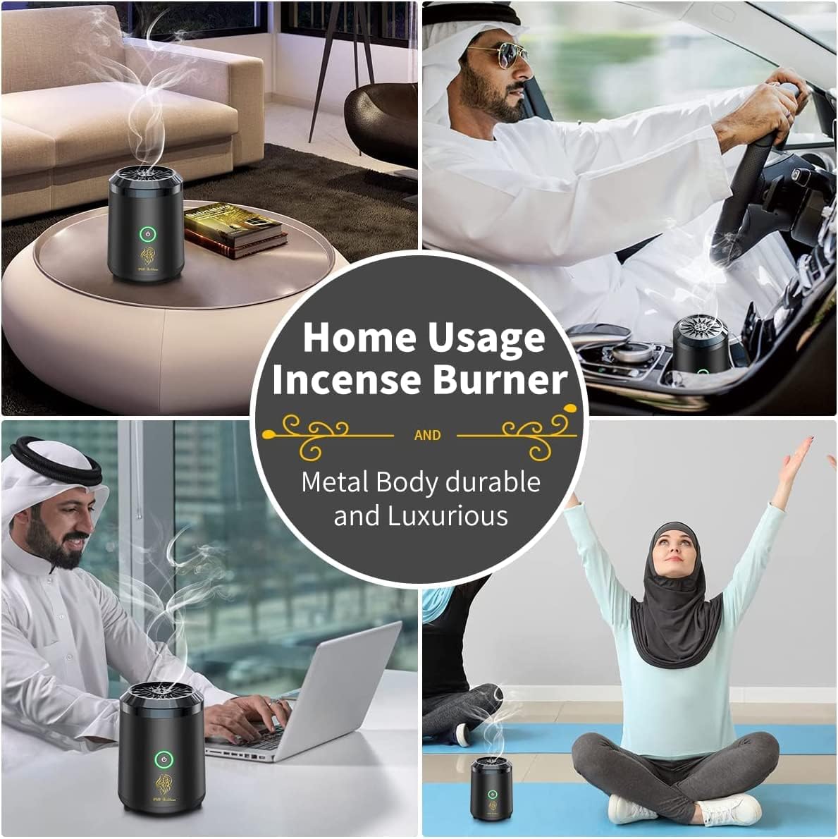 Portable Bukhoor Burner Mini Electric and Rechargable Aroma Diffuser 10800060 موقد بخور محمول كهربائي صغير وقابل لإعادة الشحن مع ناشر رائحة