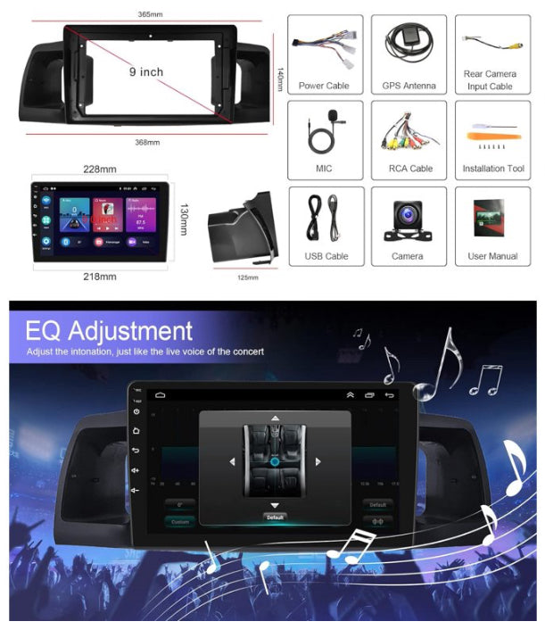 3years warranty 1G+32G Android 9 Inch Toyota Corolla 2007-2012 Wireless Carplay, Bluetooth GPS WiFi FM Mirror Link + Backup Camera كاربلاي أندرويد نافجيشن ضمان ٣سنوات مع كامرة تويوتا كورولا