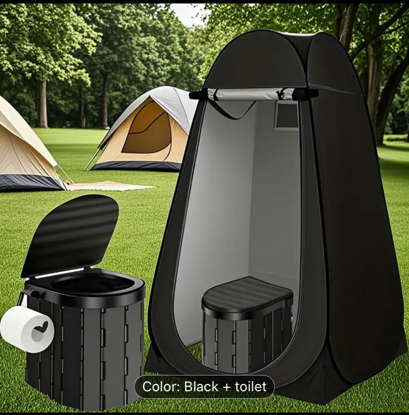 2pcs Tent And Toilet Combo Set, Portable And Foldable Outdoor Toilet with Camping Tent, Car Toilet, Easy to Store خيمة طارق