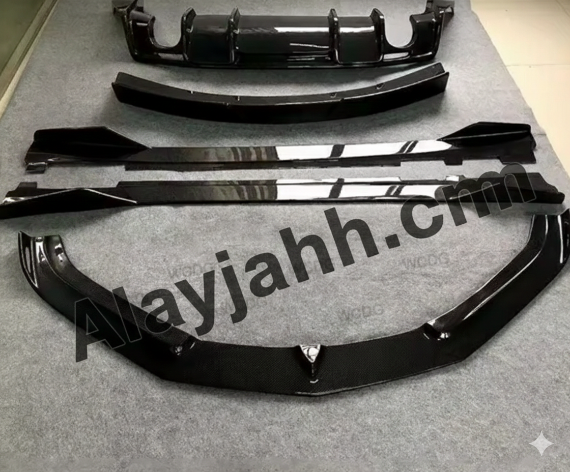 Carbon Fiber Full Body Kit – Front Lip, Rear Diffuser, Side Skirts & Rear Spoiler for Chevrolet Camaro Gen 6 (2016+) طقم هيكل كامل من ألياف الكربون – شفرة أمامية، ناشر خلفي، عتبات جانبية وجناح خلفي لسيارة شيفروليه كمارو الجيل السادس (2016+)