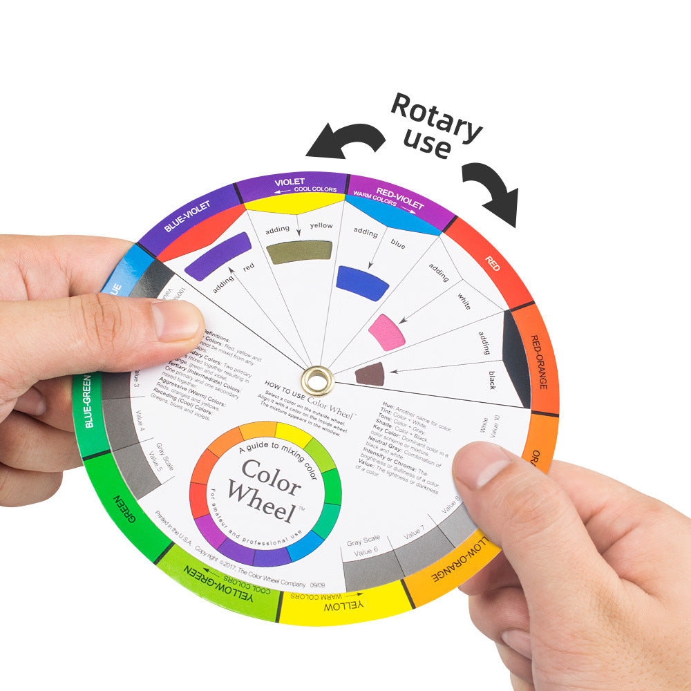 Alayjah, Color Wheel Guide & Testing Tool Ideal for Mixing, Nail Art, Tattoos, and School Projects 20100070 دليل عجلة الألوان وأداة اختبار، مثالية للدمج، فن الأظافر، التاتو، والمشاريع المدرسية