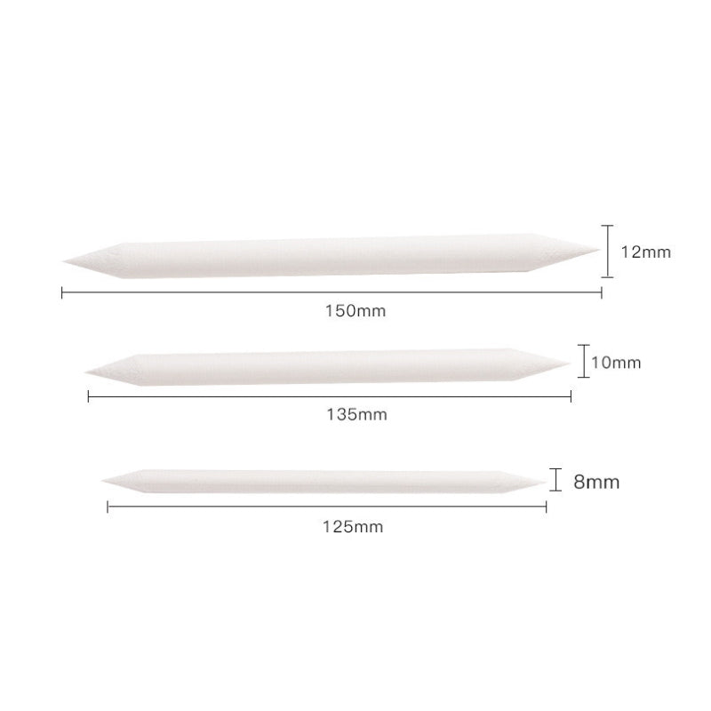 Alayjah, 3-Piece Double-Ended Blending Stumps (2 Pack), White Tools for Pencil & Charcoal Shading 3 20100150قطع من أقلام الدمج مزدوجة الأطراف (عبوتان)، أدوات بيضاء لتظليل الفحم والرصاص