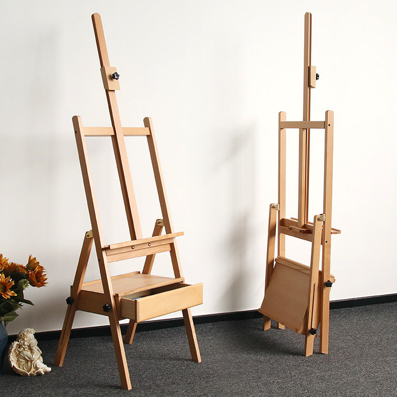 Alayjah, Professional Beech Wood Adjustable Easel with Built-in Drawer, 1-Piece, Sturdy Artist Stand for Painting & Storage 20100240، حامل رسم احترافي قابل للتعديل مصنوع من خشب الزان مع درج مدمج، قطعة واحدة – حامل متين للفنانين للرسم والتخزين