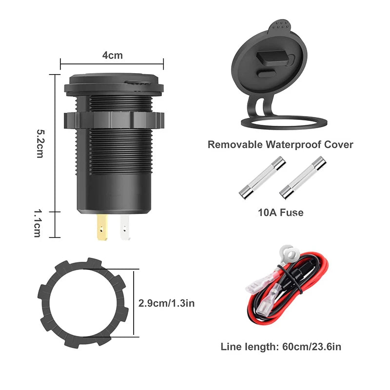 83W 12V/24V USB Car Charge 65W PD3.0 & 18W QC3.0 USB C شاحن سريع 83واط