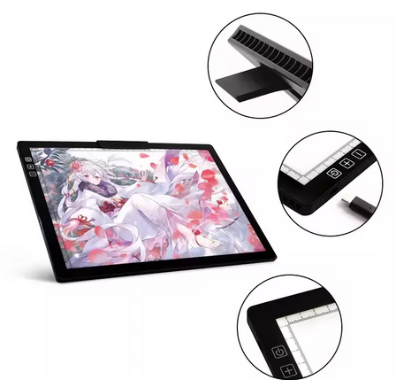 Alayjah LED Tracing Light Pad,1500mAh Rechargeable, Eye-Protecting, Stepless Dimmingلوح تتبع ضوئي LED , بطارية 1500 مللي أمبير، قابل لإعادة الشحن، حماية للعين، تعتيم متدرج