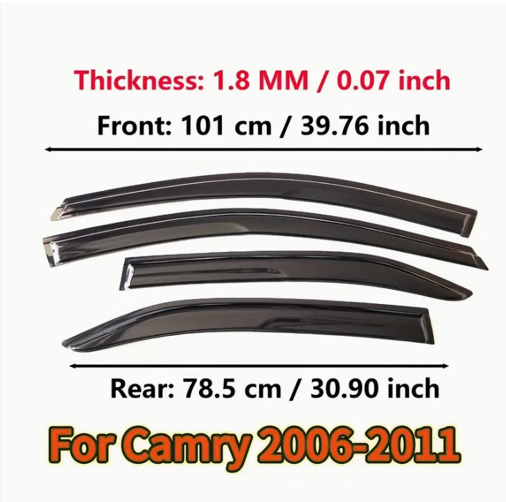4PCS Window Visor Rain Guards for Toyota Camry 2006-2011, PMMA Sun Shade, Wind & Rain Deflector Car Accessories ٤ قطع عواكس نوافذ للسيارة لتويوتا كامري 2006-2011, مصنوعة من PMMA، واقيات من المطر والشمس والرياح، ملحقات للسيارة