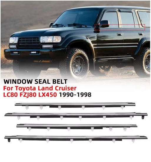 Car Door Window Molding Weather Strip for Toyota Land Cruiser LC80 FZJ80 LX450,1990-1998 Durable Seal Trim شريط عزل زجاج باب السيارة لتويوتا لاندكروزر LC80 FZJ80 LX450, 1990-1998 مانع تسرب متين
