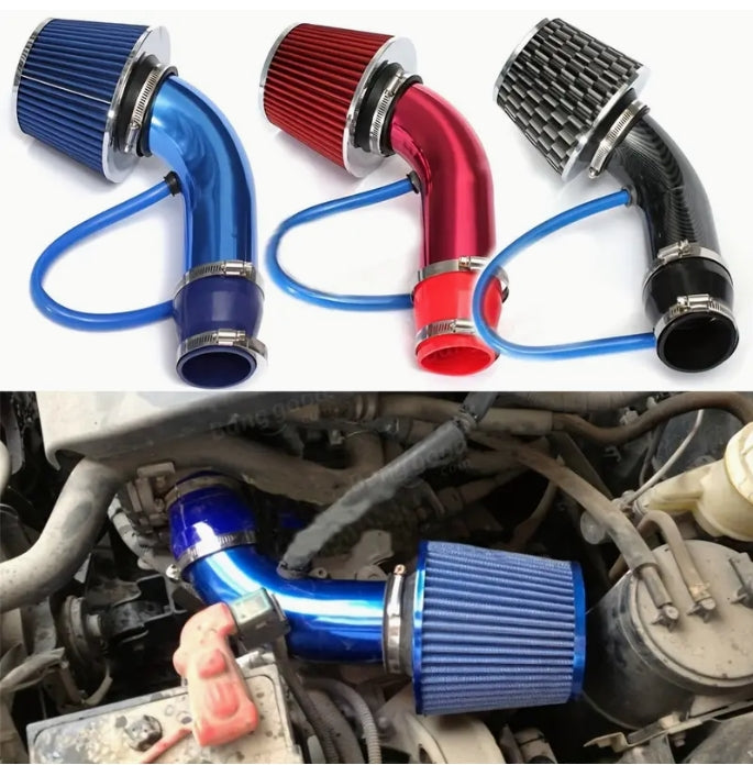 3-Inch Universal Cold Air Intake Kit – Aluminum Alloy Pipe with Oval Mushroom Filter for Car Performance Upgrade طقم فلتر هواء بارد عالمي 3 بوصة, أنبوب من سبائك الألمنيوم مع فلتر رأس فطر بيضاوي لترقية أداء السيارة