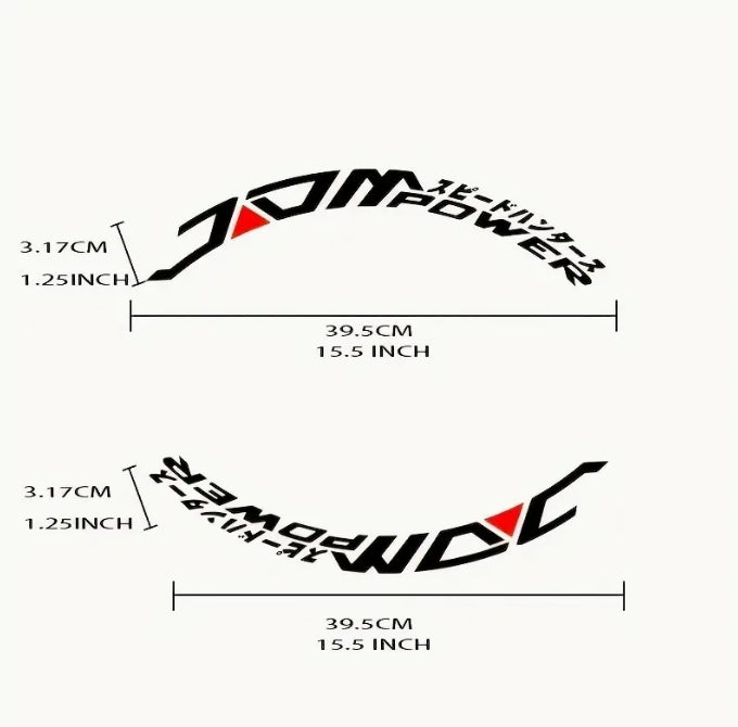 8pcs JDM+8 Stripe Tire Decals, Waterproof, Sun-Resistant PVC Wheel Stickers, Matte Finish, No Glue Needed ملصقات إطارات شريط – مقاومة للماء والشمس