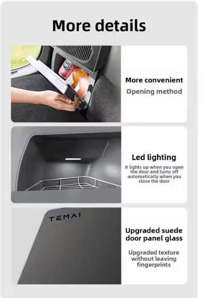 Tesla Model Y Trunk Side Refrigerator, Built-in Compressor, Factory Cooling, Perfect for Camping & Travel ثلاجة جانبية للشنطة لتسلا موديل Y, تبريد ضاغط مدمج، تبريد مصنع أصلي، مثالية للتخييم والسفر