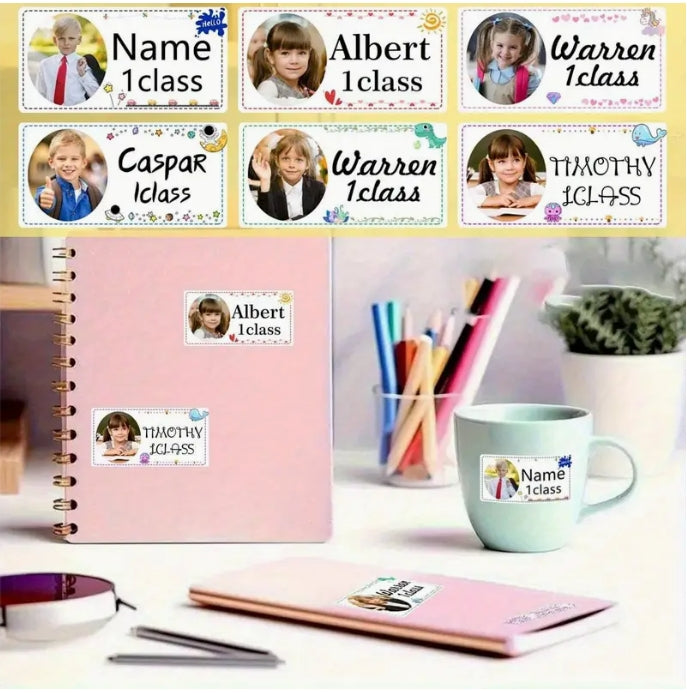 52/104pcs Customizable Cute Avatar Stickers, Personalize Name & Text, 4cm Rectangular Stickers for Planners, Cups, DIY Decorations 52/104 قطعة من الملصقات الشخصية للصور الرمزية, تخصيص الاسم والنص، ملصقات مستطيلة 4 سم للتخطيط، الأكواب، وزينة DIY