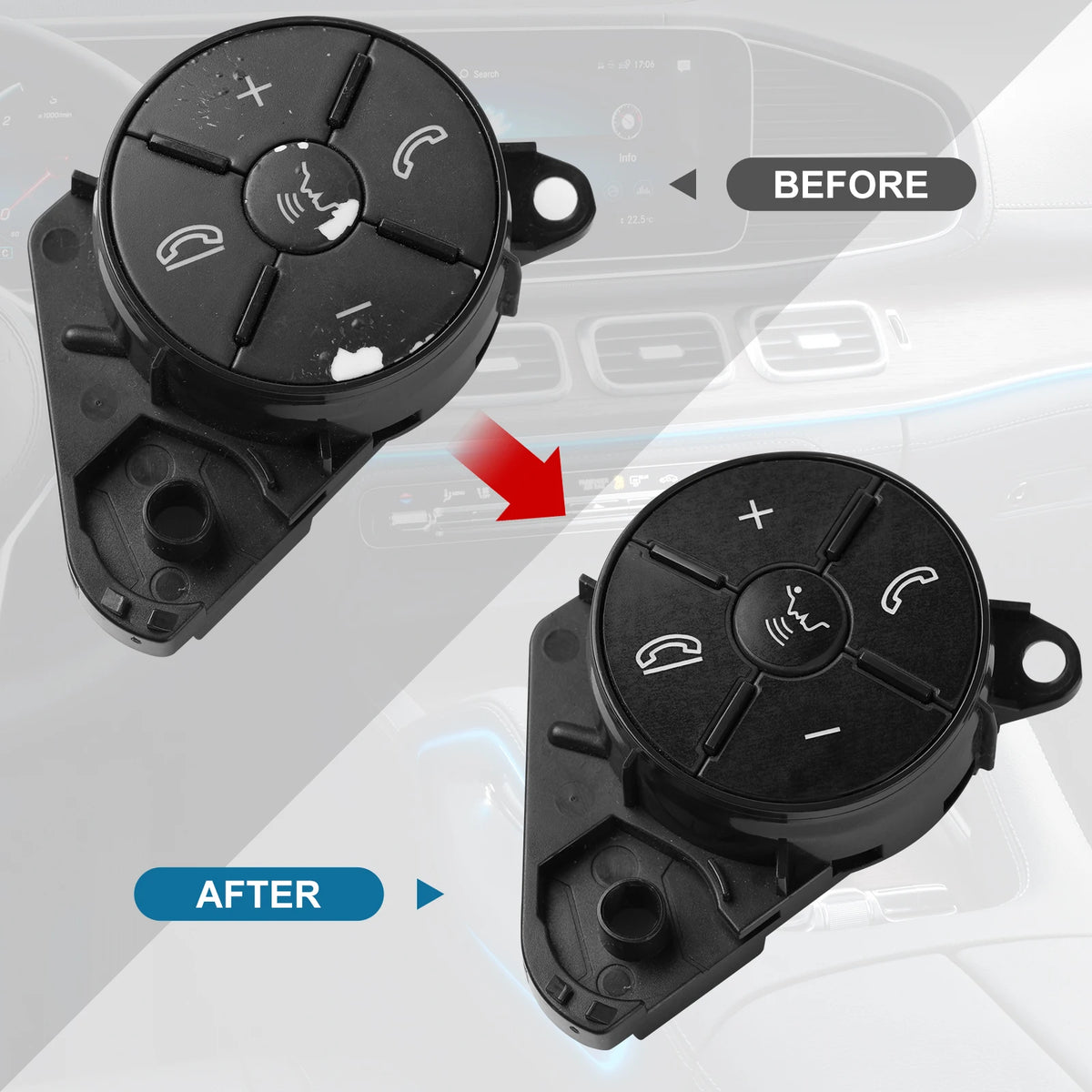 Mercedes Steering and Window Button Switch ازرار جامات والسكان مرسيدس متوفر باللون الأسود والفضي