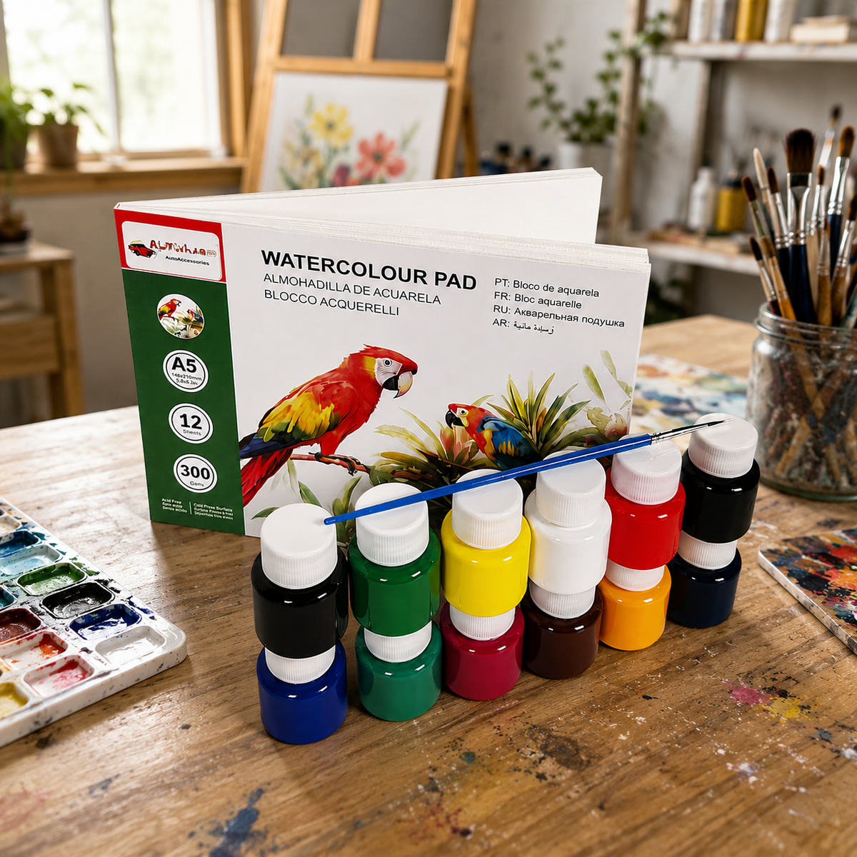 Alayjah, Watercolor Pad,1 Piece, Compact & Durable Painting Paper for Watercolors, Ideal for Travel, Students & Beginners دفتر ألوان مائية، ورق رسم مدمج ومتين للألوان المائية، مثالي للسفر والطلاب والمبتدئين