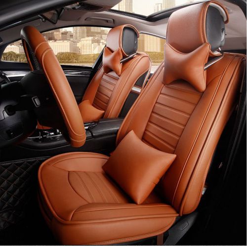 Luxury Seat leather Cushion 17 Pieces with free steering wheel cover تلبيس جلد فخم للمقاعد 17 قطعة مع تلبيس للسكان المقود مجانا