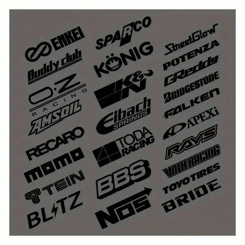 Random 13pcs Racing Sponsor Logos Set Reflective ستيكرات ريسنج