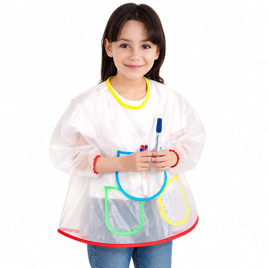 Alayjah, Long-Sleeved Waterproof Painting Apron, 1 Piece, Anti-Stain Art Smock for Kids, Full Coverage & Easy to Clean(Free Size) 20100220مريول رسم مقاوم للماء بأكمام طويلة، قطعة واحدة، مضاد للبقع للأطفال، تغطية كاملة وسهل التنظيف (مقاس حر)