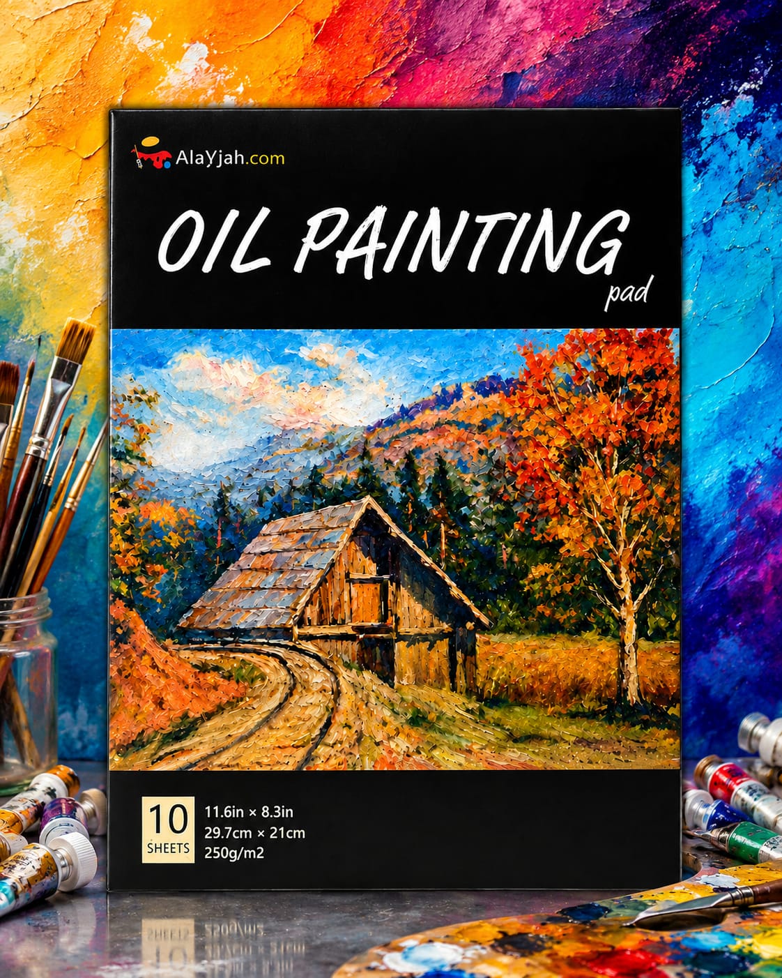 Alayjah, A4 Oilcolor Painting Pad, 1 Piece, Premium Textured Paper for Smooth Oil Painting, Ideal for Artists & Beginnersألايجاه، دفتر رسم بألوان الزيت مقاس A4،  20100442 قطعة واحدة – ورق عالي الجودة بسطح ملمس مثالي للرسم الزيتي، مناسب للفنانين والمبتدئين