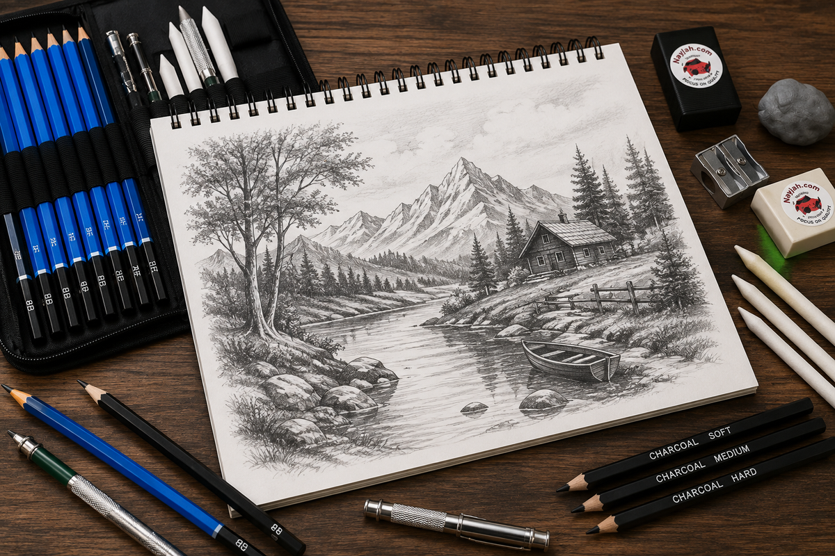 طقم أقلام رصاص للرسم يتكون من 35 قطعة مع 18 أداة رسم – طقم كامل للرسم بالقلم الرصاص35-Piece Sketching Pencil Set with 18 Drawing Tools – Complete Pencil Drawing Kit 20100370(Special Prices for Sellers اسعار خاصة للتجار )