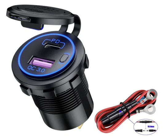 83W 12V/24V USB Car Charge 65W PD3.0 & 18W QC3.0 USB C شاحن سريع 83واط