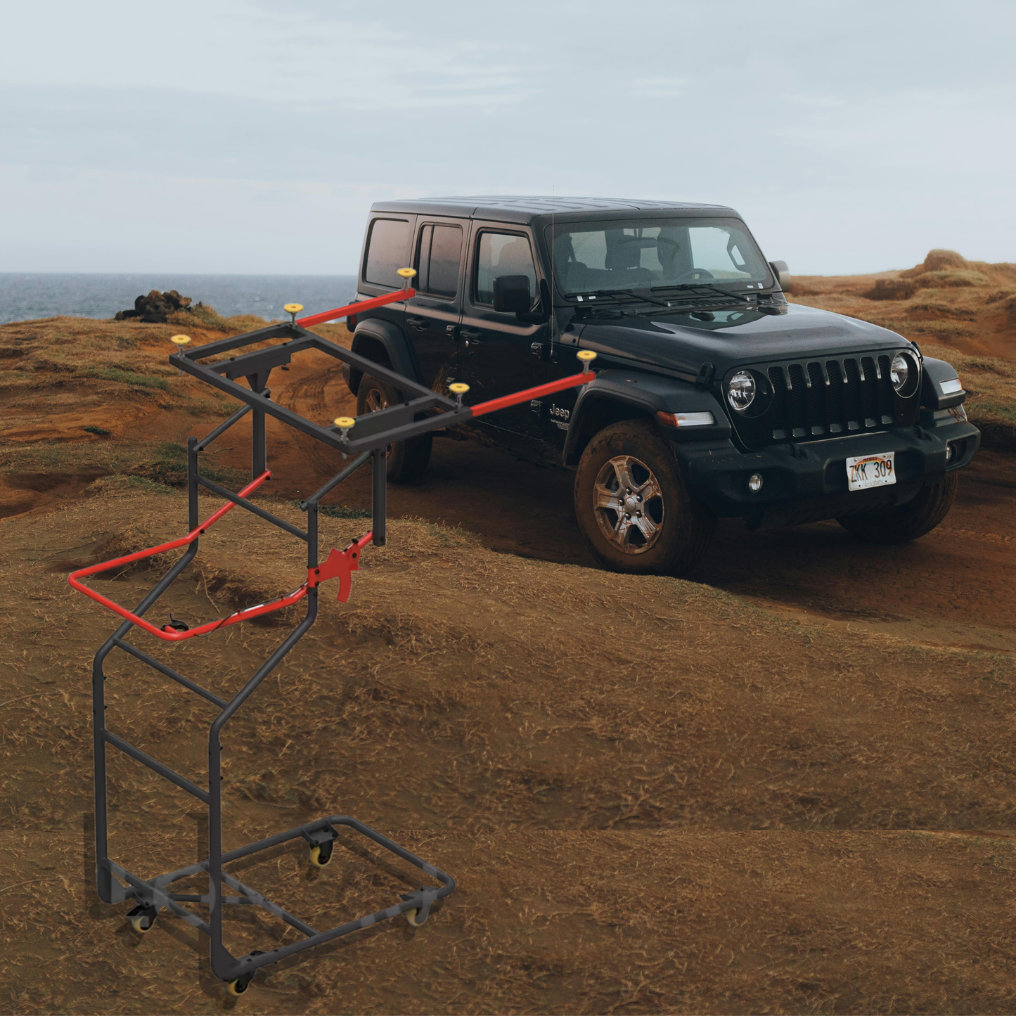 Enjoy Freedom Hard Top Roof Lifter Compatible with Jeep Wrangler 1997-2025, Heavy-Duty & Adjustable استمتع بالحرية رافعة سقف صلب متوافقة مع جيب رانجلر 1997-2025، قوية التحمل وقابلة للتعديل