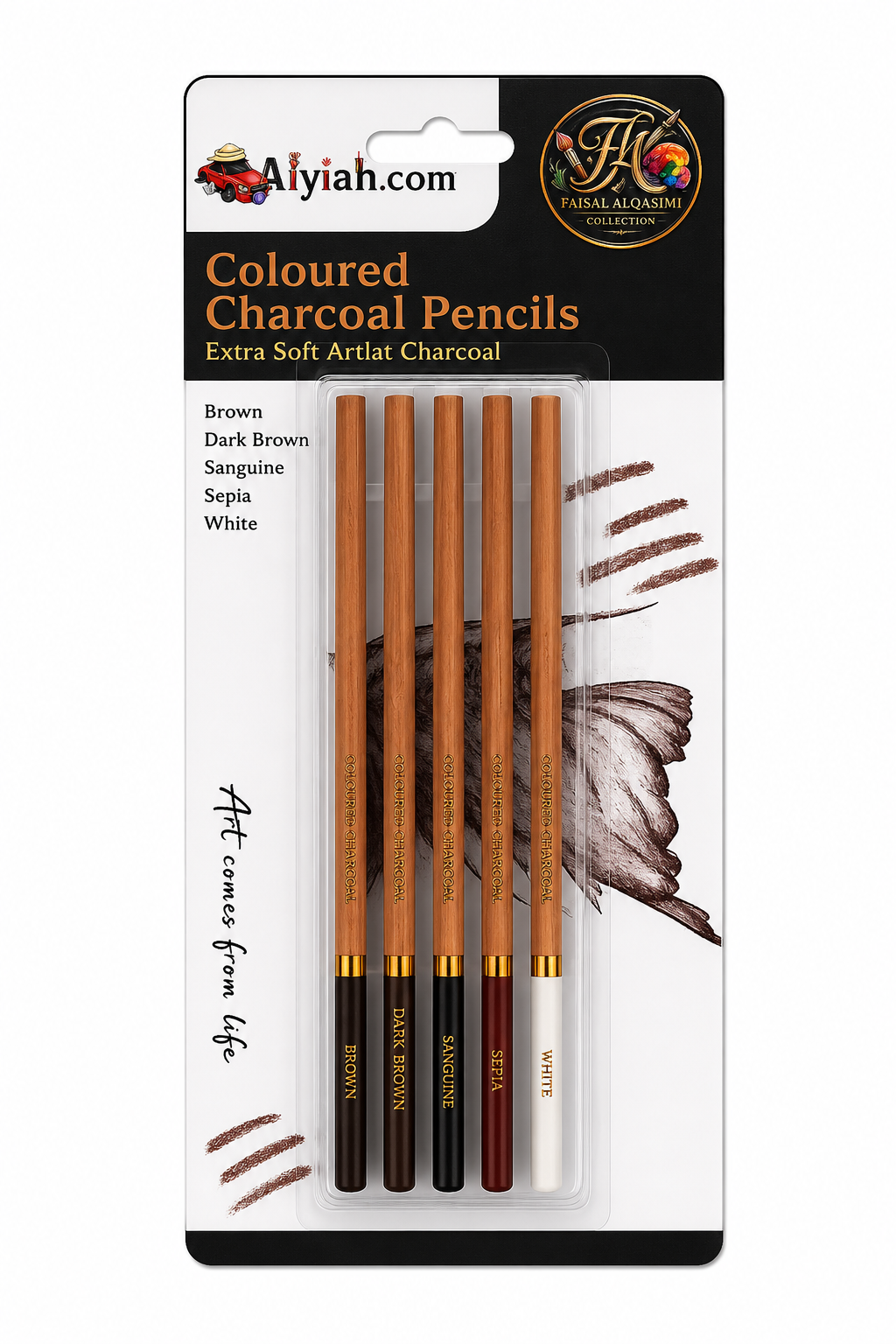 Alayjah, Customized 3-Color Professional Charcoal Pencils,  3 Pcs,Pencil Set for Sketching, Drawing & Coloring ألَيْجا، أقلام فحم احترافية بثلاثة ألوان مخصصة،  3 قطع