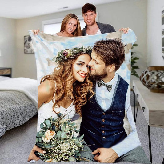 Custom Fleece Photo Blanket حجم  ح لحاف للسرير بطانية مع رسم لشخصيتك او كاريكاتير لك ولسيارتك حجم كبير جد