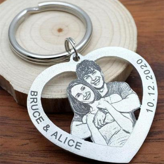 CustomizingBox Personalized Photo Engraved Keychain