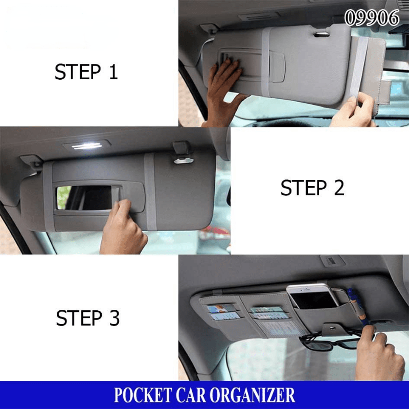 Sun Visor Card Organizer Holder Business Card Holder Pocket Organizer  Sunglasses خاجب الشمس حامل ومُنظِم البطاقات