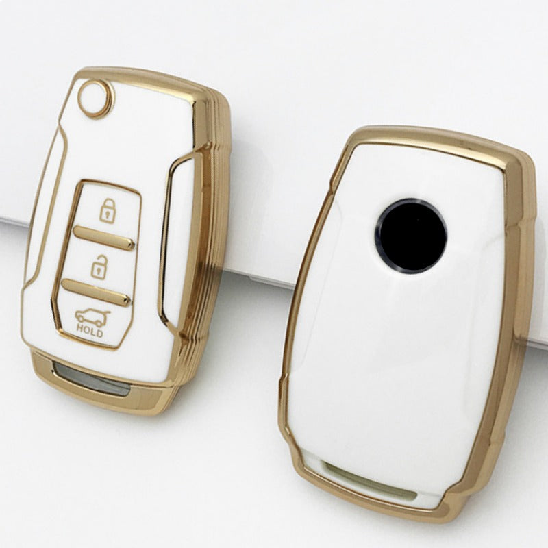 Ssangyong Koran Dorset  Golden Edge Car Key Cover.                                                      غطاء مفتاح السيارة ذو الحافة الذهبية