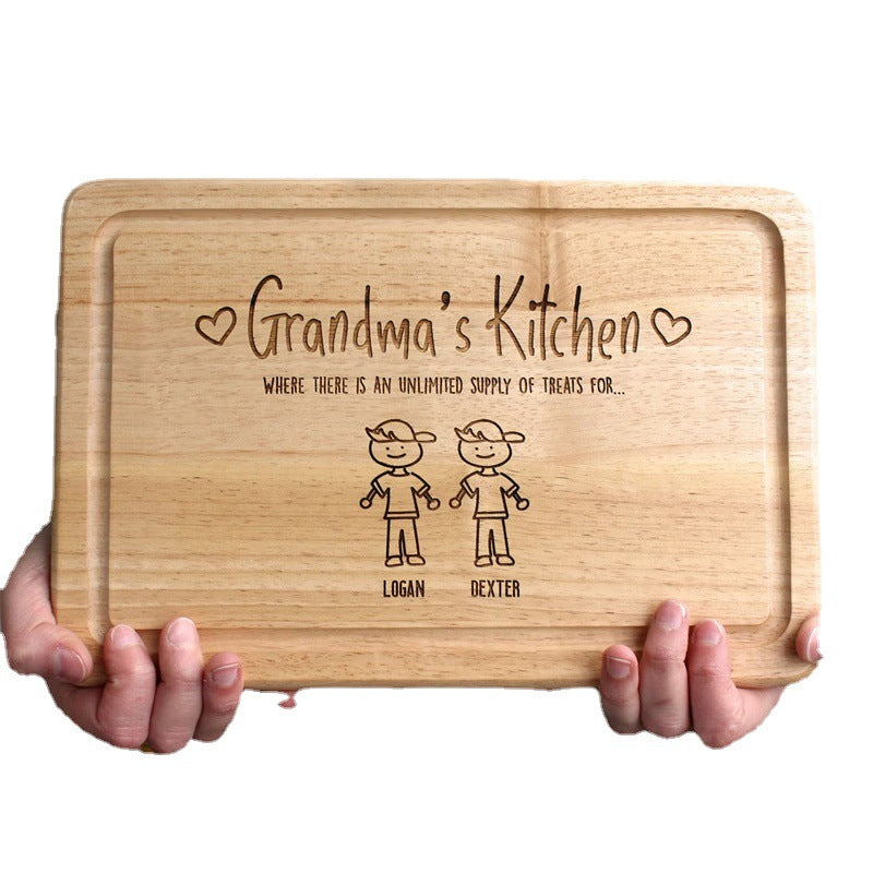 Custom bamboo cutting board for mom's gift لوح تقطيع خشبي مع كاريكاتير ورسالة لاهدائها من تحب