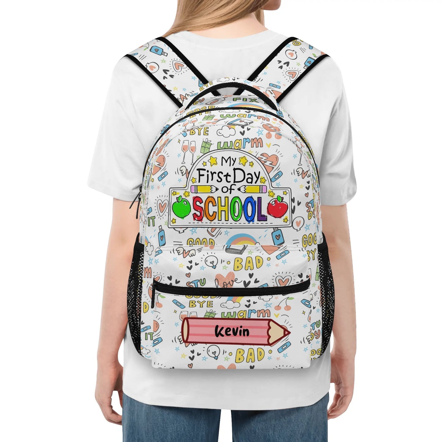 New 15 Inch Casual Style School customized Backpack شنطة مخصصة على كيفك