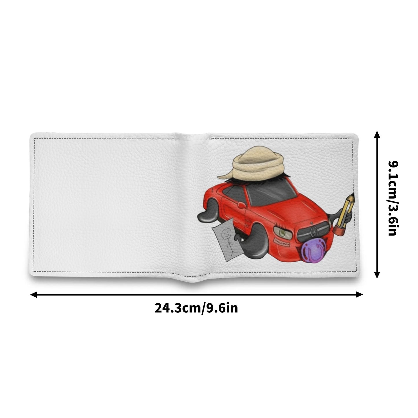 Mens Minimalist PU Leather Wallet Paper Folded Wallet with customized cartoon محفظة بوك للفلوس والبطاقات برسم كاريكاتير لسيارتك مثال مرسيدس Mercedes