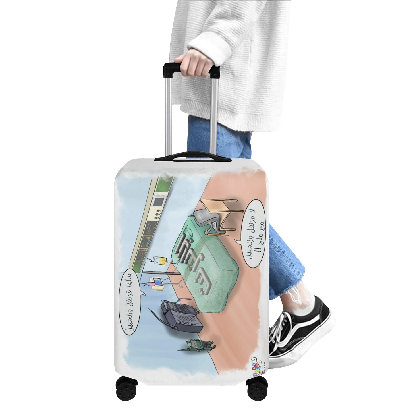 Polyester Luggage Cover with customized cartoon شنطة سفر مع كاريكاتير مخصص على ذوقك