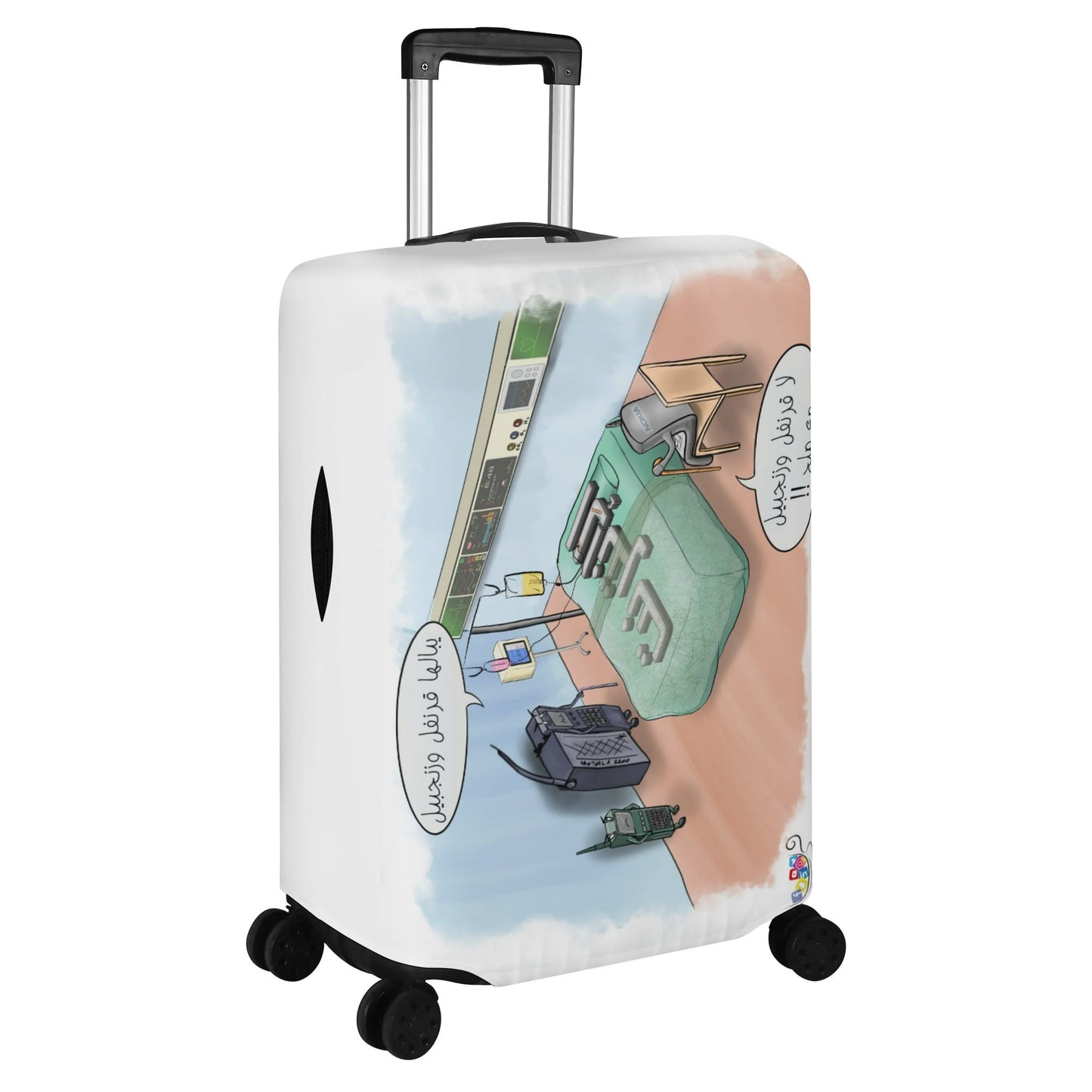 Polyester Luggage Cover with customized cartoon شنطة سفر مع كاريكاتير مخصص على ذوقك