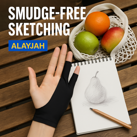 Alayjah, Two-Finger Non-Slip Art Glove, 1 Piece, Smudge-Free Drawing Support for Artists & Digital Painting  قفاز فني غير قابل للانزلاق بإصبعين  قطعة واحدة، يمنع التلطخ ويدعم الرسم للفنانين والرسم الرقمي (Special Prices for Sellers اسعار خاصة للتجار )