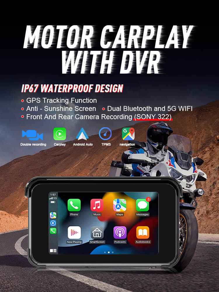 Motor Bike Carplay with DVR نظام ترفيهي دراجة مع كاربلاي وتسجيل للطريق