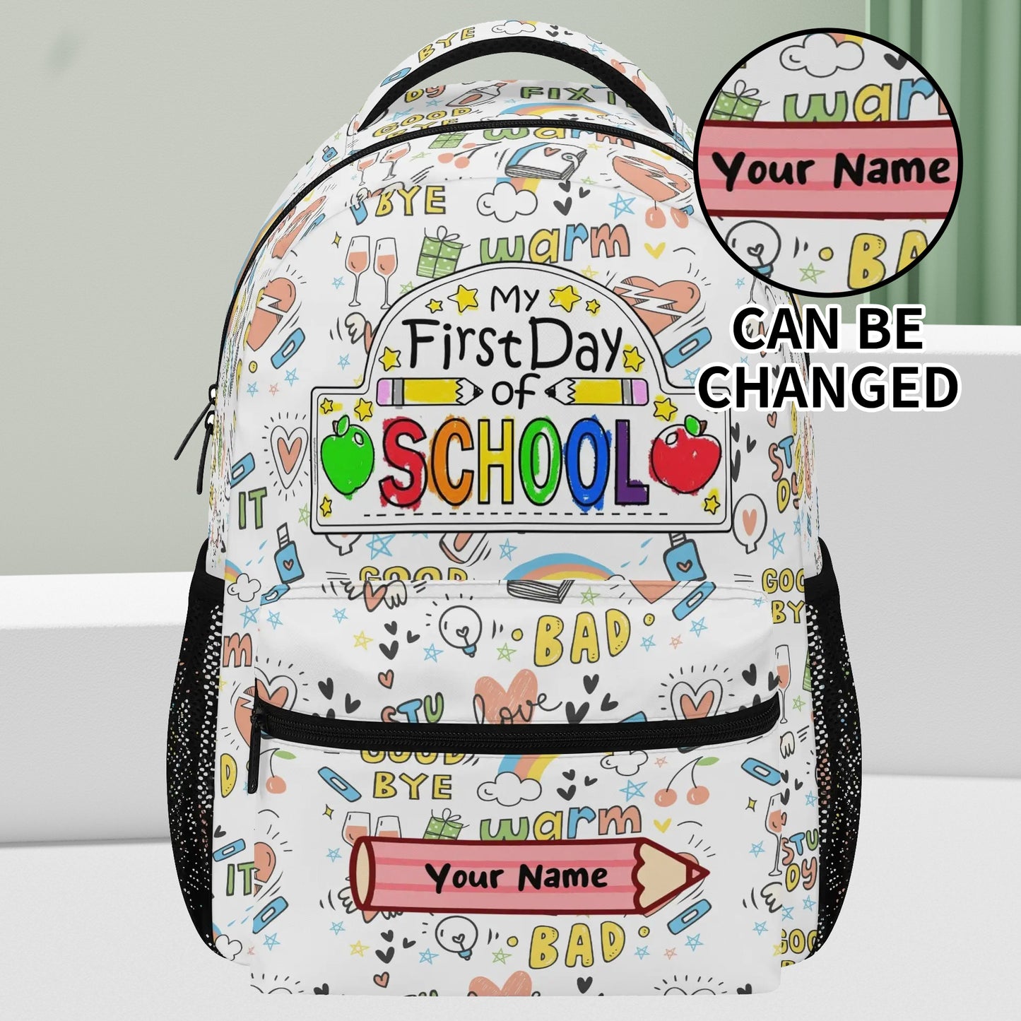 New 15 Inch Casual Style School customized Backpack شنطة مخصصة على كيفك