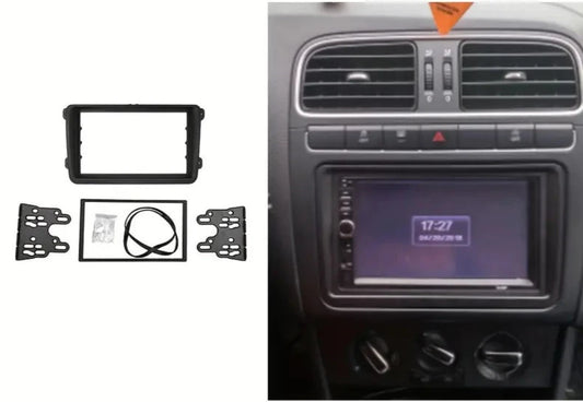 Double Din Car Radio Fascia Frame compatible with VW Touran Caddy SEAT SKODA Leon Fabia Octavia  فريم لشاشة مناسب فولكسفاجن سيات سكودا