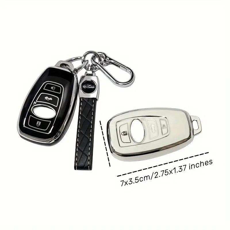 Key Cover With Keychain compatible with Subaru Forester Outback Ascent Crosstrek BRZ Impreza STI Legacy WRX عطاء مفتاح سوبارو فورست اوتباك امبريزا