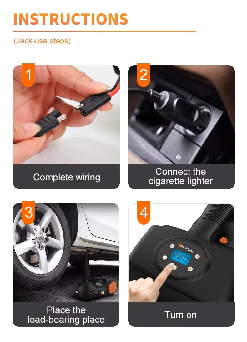 emergency kit wrench compressor jack عدة طوارى كمبرسر رافعة كهربائية ومفك براغي كهربائي  (اسعار خاصة للتجار special prices for seller)