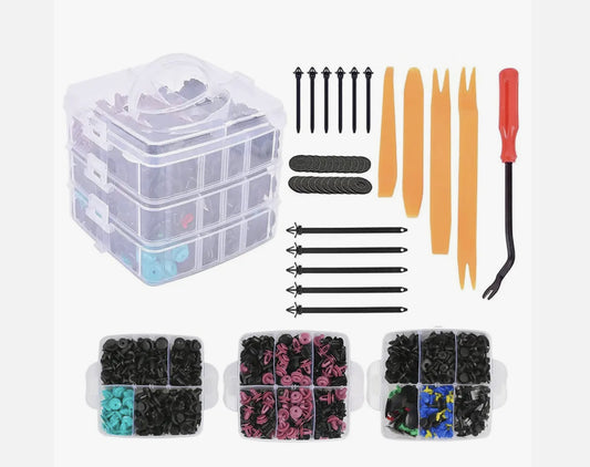 723PCS Car Retainer Clip & Plastic Fasteners Kit 23 Sizes for Car Door Trim Panel Mudguard Bumpers 723-Piece كليبات وأدوات فك ديكور سيارة