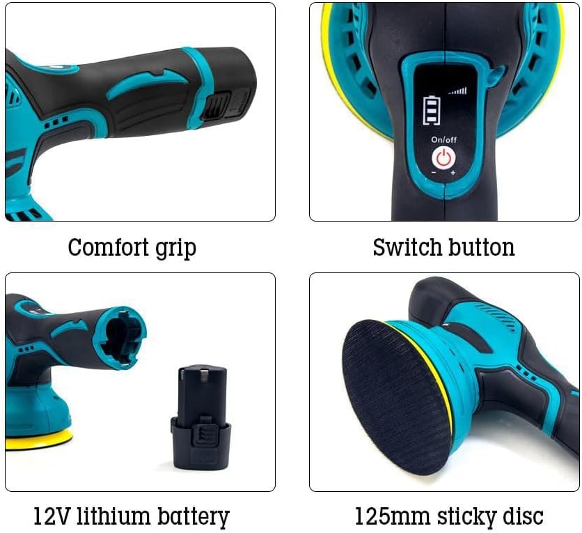 Alayjah Cordless Car Polisher & Buffer Kit ,Dual 12V 1500mAh, Variable Speed, Portable طقم ملمّع ومُلمِّع سيارات لاسلكي، بطاريتان 12 فولت 1500 مللي أمبير، سرعة متغيرة، محمول