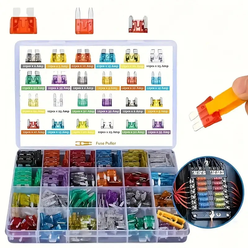 100pcs Universal Car Fuse Assortment Kit  علبة فيوزات سيارة 100 حبة