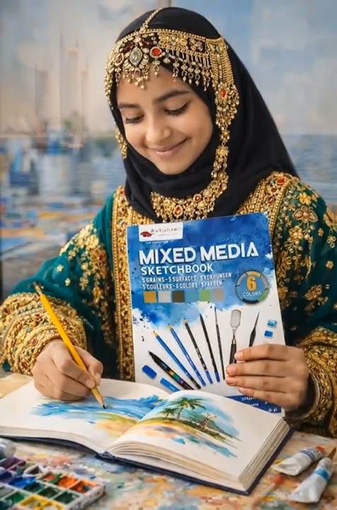 Alayjah A4 Mixed Media Paper Pad – 6 Colors, 5 Textured Surfaces for Pencil, Pastel & Paint ألايجا مجموعة ورق A4 للفنون متعددة الوسائط – 6 ألوان، 5 أسطح مختلفة للرسم بالقلم، الباستيل والدهانات