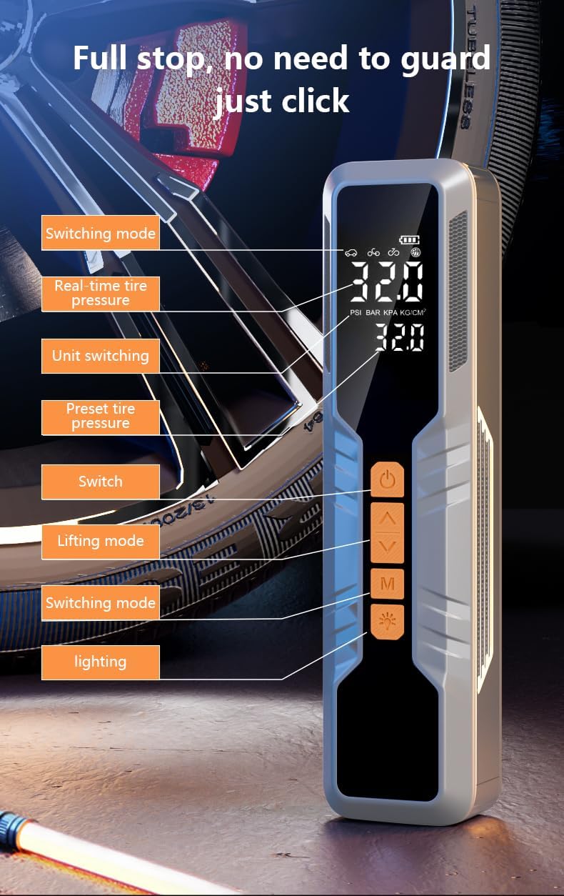 Alayjah, Premium Portable Low Noise Compact Compressor,  Air flow 20L/Min, Single cylinder, 150PSI 10.8BAR, Food Flash Flicker Red and White Lights, , 1 Year Warranty 11100120