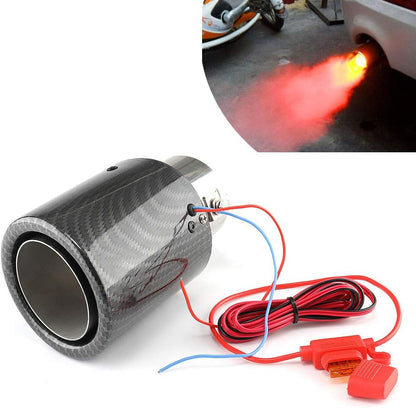 carbon fiber exhust tip wih red LED one year warranty 11400010 وصلة اكزوز كاربون فايبر حقيقي مع اضاءة حمراء ضمان سنة