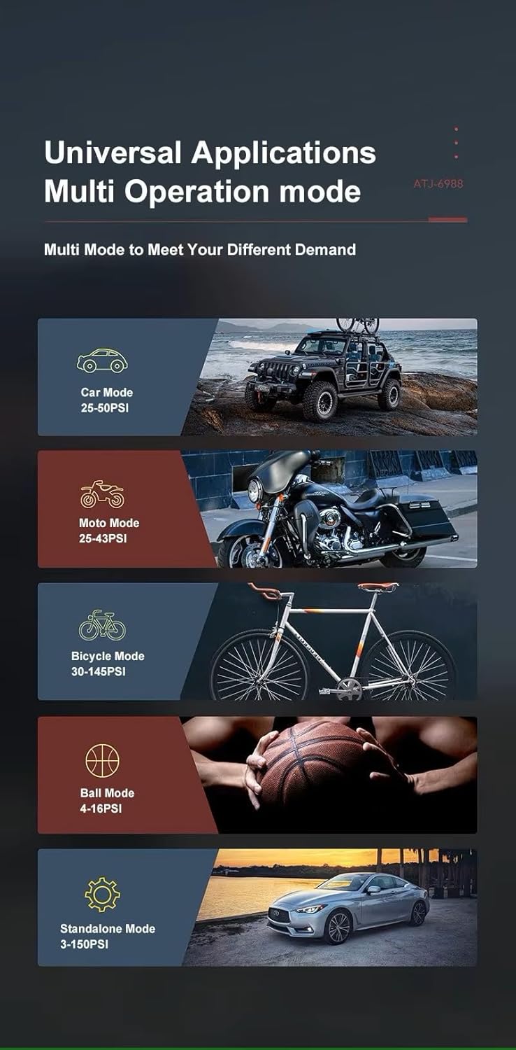 Portable Electric Air Compressor, 1 Piece, Tire Inflator Pump for Fast Emergency Use, Compact & Easy to Carry,Compact Size ضاغط هواء كهربائي محمول، قطعة واحدة، مضخة نفخ إطارات للاستخدام السريع في حالات الطوارئ، مدمج وسهل الحمل، بحجم صغير