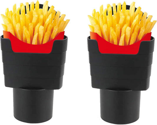 Plastic French Fry Holder for Car – Snack Cup for Fries, Chips & Finger Foods While Driving or Traveling  حامل بطاطس مقلية بلاستيكي للسيارة – كوب وجبات خفيفة للبطاطس والشيبس أثناء القيادة أو السفر